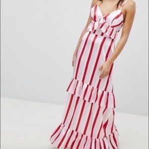 Boohoo Satin Striped Maxi Dress